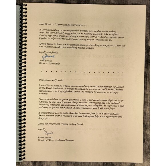 Ladies Auxiliary Veterans Of Foreign Wars District 17 Cookbook 2002 - Picture 2 of 3